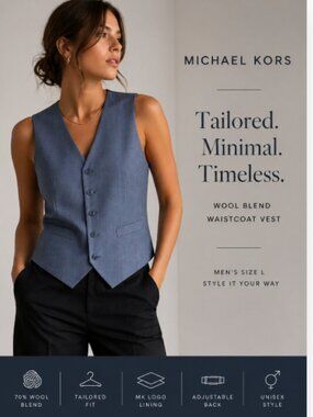 Michael Kors Wool Blend Waistcoat Vest LARGE